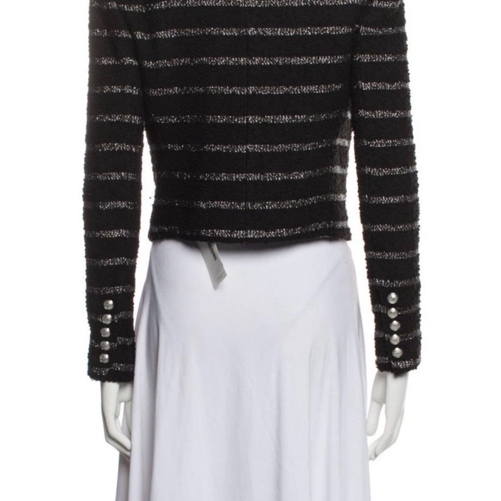 Balmain Black Tweed Cropped Striped Jacket - Picture 5 of 9